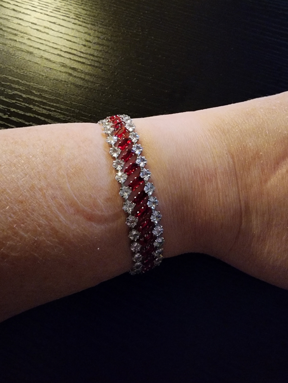 Red & Silver Crystal Tennis Bracelet